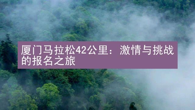 厦门马拉松42公里：激情与挑战的报名之旅